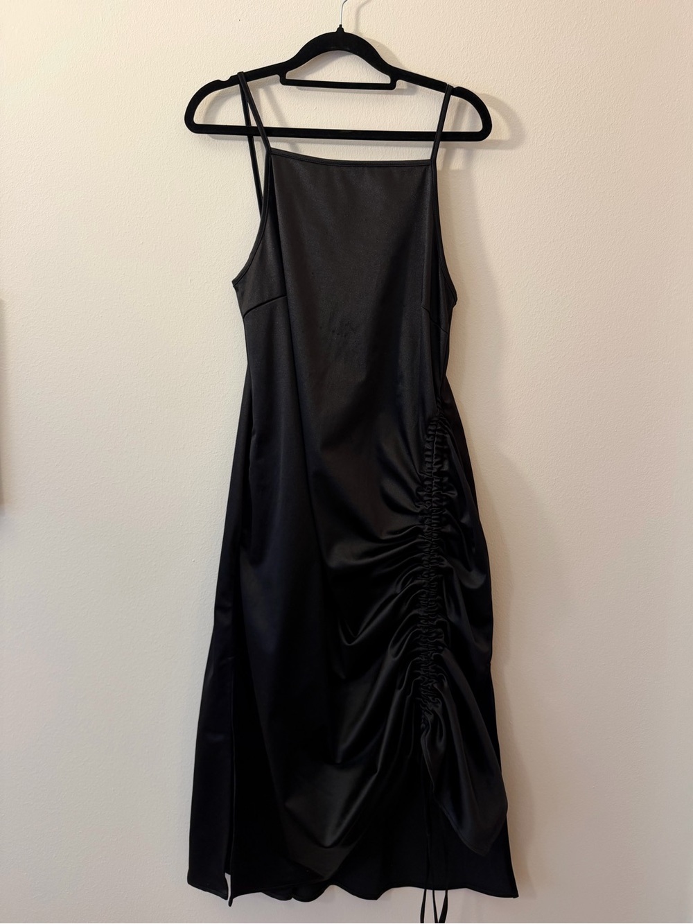 Et Tigre Black Ruched Slip Dress